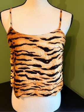 ❤️ 2 for $10 ❤️ Tiger-Print Spaghetti Strap Cami Top - Black & Tan small